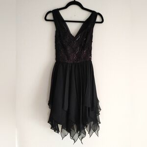 Vintage lace sequin sheer fabric handkerchief hem dress